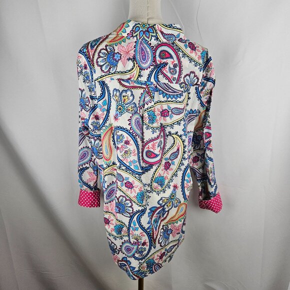 Talbots Plus Size 2X Blossom Paisley Shirt Button-Front Flip Cuff Collar - Picture 5 of 13